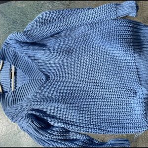 blue knit sweater